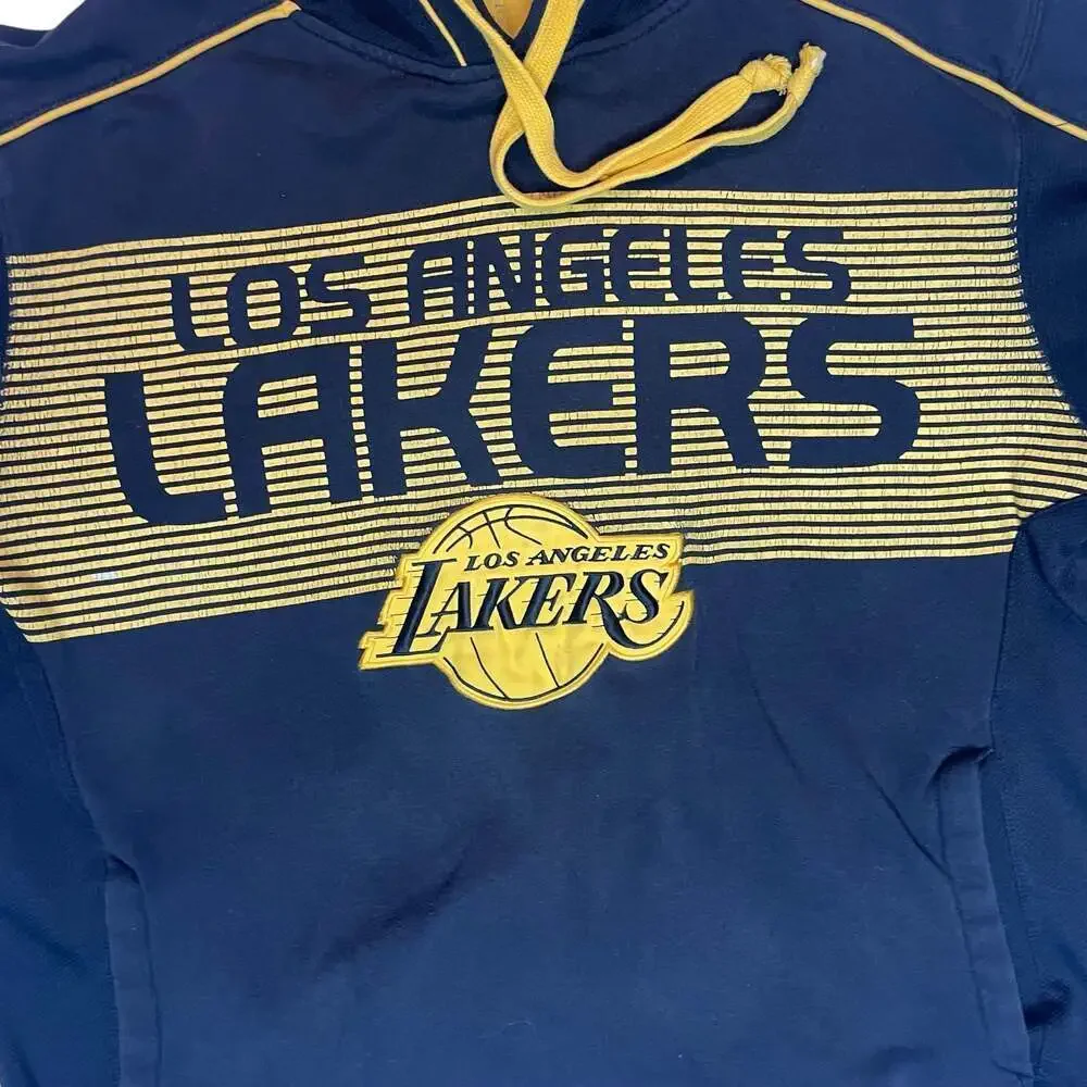 Adidas Los Angeles Lakers Hoodie Black Yellow NBA Pullover Sweatshirt